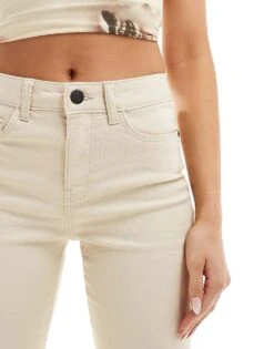 Noisy May Sallie High Waisted Flare Jeans In Ecru For Women Oatmeal -Noisy May Shop 205630862 3