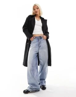 Noisy May Longline Trench Coat In Black For Women