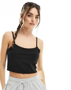 Noisy May Cropped Seamless Cami Top In Black For Women -Noisy May Shop 205630938 1 black 1