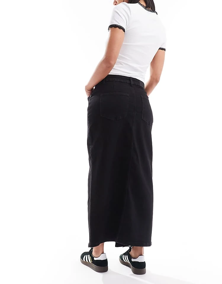 Noisy May Front Split Denim Maxi Skirt In Black For Women Black Denim 5 Noisy May Front Split Denim Maxi Skirt In Black For Women Black Denim - Image 5