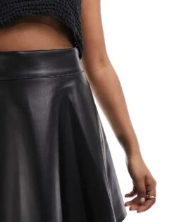 Noisy May High Wasted Faux Leather Skirt In Black For Women -Noisy May Shop 205631114 3