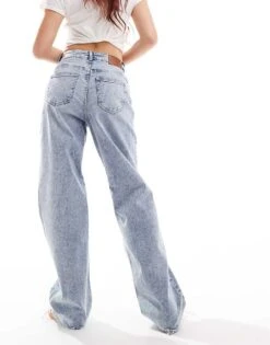 Noisy May Josie High Waisted Baggy Jean In Light Wash For Women Light Blue Denim -Noisy May Shop 205692746 3