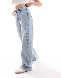 Noisy May Josie High Waisted Baggy Jean In Light Wash For Women Light Blue Denim -Noisy May Shop 205692746 5
