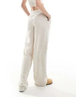 Noisy May Tall Loose Fit Linen Mix Trouser In Oatmeal For Women Natural -Noisy May Shop 205739733 5