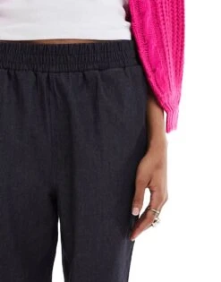 Noisy May Tall Pull On Casual Trouser In Dark Grey For Women Black -Noisy May Shop 205739747 5