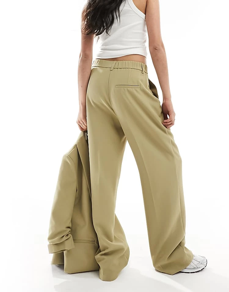 Noisy May High Waisted Wide Leg Tailored Trouser- Co-ord In Sand For Women Tree House 2 Noisy May High Waisted Wide Leg Tailored Trouser- Co-ord In Sand For Women Tree House - Image 2