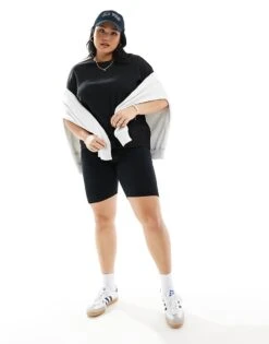 Noisy May Curve Oversize Ribbed T-shirt Co-ord In Black For Women -Noisy May Shop 205746855 3