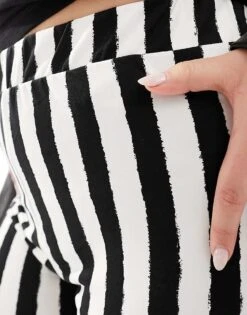 Noisy May Curve Jersey Flare Trouser In Stripe For Women Black/white Stripe -Noisy May Shop 205778306 4