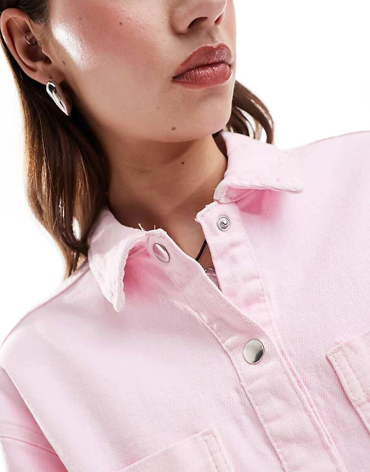 Noisy May Denim Shirt Mini Dress In Pink For Women Pirouette 2 Noisy May Denim Shirt Mini Dress In Pink For Women Pirouette - Image 2