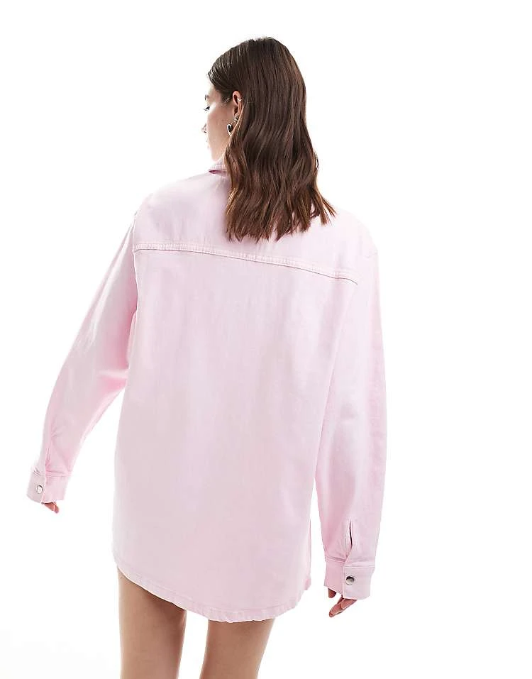Noisy May Denim Shirt Mini Dress In Pink For Women Pirouette 4 Noisy May Denim Shirt Mini Dress In Pink For Women Pirouette - Image 4