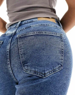 Noisy May Moni High Waisted Straight Jeans In Mid Wash Blue For Women Medium Blue Denim -Noisy May Shop 205877228 3