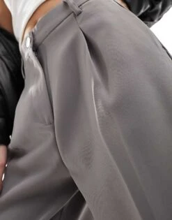 Noisy May High Waisted Wide Leg Tailored Trousers In Grey For Women Titanium -Noisy May Shop 205877273 4