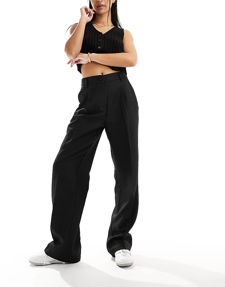 Noisy May High Waisted Wide Leg Tailored Trousers In Black For Women 6 Noisy May High Waisted Wide Leg Tailored Trousers In Black For Women - Image 6