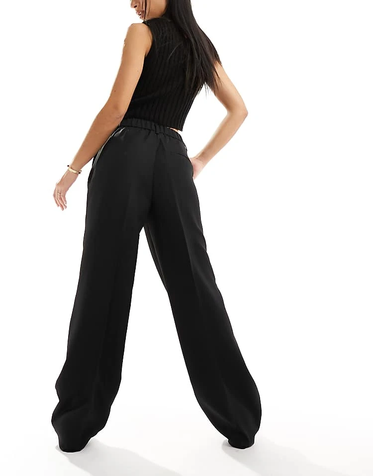 Noisy May High Waisted Wide Leg Tailored Trousers In Black For Women 2 Noisy May High Waisted Wide Leg Tailored Trousers In Black For Women - Image 2