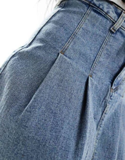 Noisy May Pleated Mini Skirt In Mid Blue Wash For Women Medium -Noisy May Shop 205989140 5