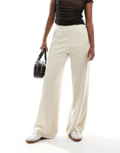 Noisy May Wide Leg Elasticated Waist Trouser In Stone For Women Oatmeal -Noisy May Shop 205989167 1 oatmeal 1
