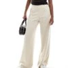 Noisy May Wide Leg Elasticated Waist Trouser In Stone For Women Oatmeal
