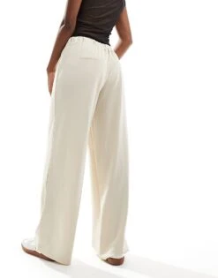 Noisy May Wide Leg Elasticated Waist Trouser In Stone For Women Oatmeal -Noisy May Shop 205989167 3