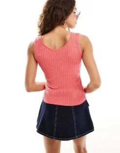 Noisy May Knitted Vest In Pink For Women Sun Kissed Coral -Noisy May Shop 206012519 4