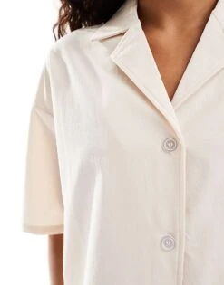 Noisy May Bowling Shirt In Cream For Women Pearled Ivory -Noisy May Shop 206012696 3
