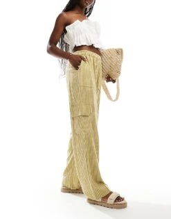 Noisy May Linen Mix Co-ord In Yellow Stripe -Noisy May Shop 206012740 1 southernmoss