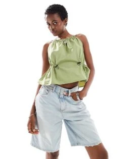 Noisy May Parachute Cami Top In Sage Green For Women -Noisy May Shop 206036836 1 sage 1