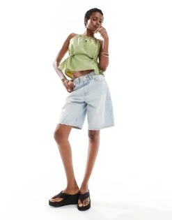 Noisy May Parachute Cami Top In Sage Green For Women -Noisy May Shop 206036836 3