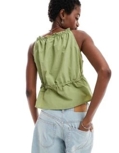 Noisy May Parachute Cami Top In Sage Green For Women -Noisy May Shop 206036836 4