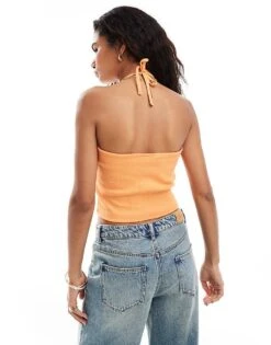 Noisy May Heart Ring Detail Top In Orange For Women Tangerine 8 Noisy May Heart Ring Detail Top In Orange For Women Tangerine -Noisy May Shop 206036837 4