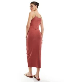 Noisy May Contrast Hem Maxi Dress In Rust For Women -Noisy May Shop 206036867 3