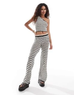 Noisy May Open Knit Co-ord In Black & White Wave -Noisy May Shop 206036868 1 black 1