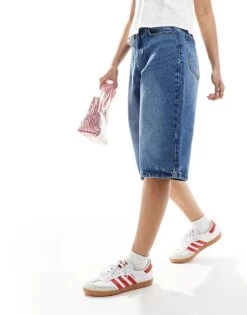 Noisy May Denim Skater Short Mid Wash Blue For Women Medium Blue Denim -Noisy May Shop 206036963 5