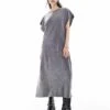 Noisy May Midaxi T-shirt Dress In Washed Grey For Women Charcoal Gray
