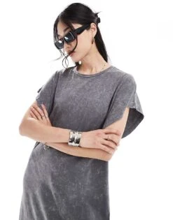 Noisy May Midaxi T-shirt Dress In Washed Grey For Women Charcoal Gray -Noisy May Shop 206037032 4