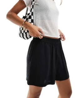 Noisy May High Waisted Pull On Short In Black For Women -Noisy May Shop 206056738 3