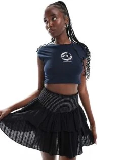 Noisy May Star Sign Cropped Baby Tee In Navy For Women Navy Blazer -Noisy May Shop 206056750 1 navyblazer 1