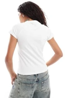 Noisy May Regular Fit Cap Sleeve T-shirt In White For Women Bright White -Noisy May Shop 206056836 4