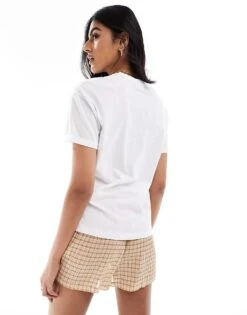 Noisy May T-shirt With Radiate Print In White For Women Bright White -Noisy May Shop 206056837 3