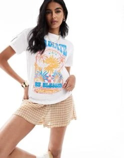 Noisy May T-shirt With Radiate Print In White For Women Bright White -Noisy May Shop 206056837 4