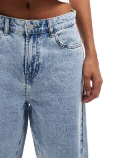 Noisy May High Waisted Raw Hem Bermuda Short In Light Wash Blue For Women Light Blue Denim -Noisy May Shop 206056844 5