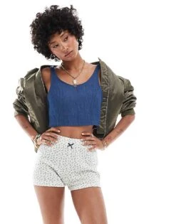 Noisy May Cropped Tank In Mid Blue Denim For Women Dark Blue Denim -Noisy May Shop 206056852 1 darkbluedenim 1