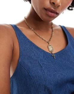 Noisy May Cropped Tank In Mid Blue Denim For Women Dark Blue Denim -Noisy May Shop 206056852 3