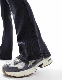 Noisy May Ribbed Flared Trousers In Washed Grey For Women Black Wash -Noisy May Shop 206134886 4