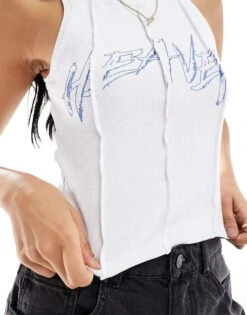 Noisy May Seam Detail Tank Top With Heaven Print In White For Women Bright White -Noisy May Shop 206180810 3