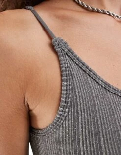 Noisy May Ribbed Playsuit In Dark Grey For Women Charcoal Gray -Noisy May Shop 206180921 3