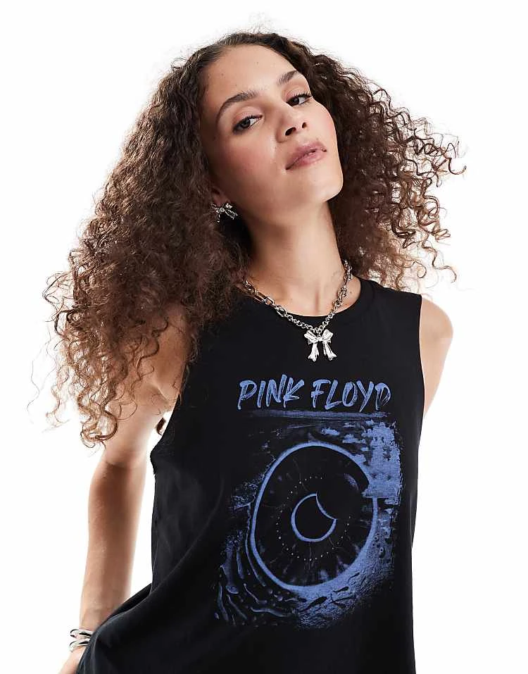 Noisy May Oversize Tank Top With Pink Floyd Print In Black For Women 1 Noisy May Oversize Tank Top With Pink Floyd Print In Black For Women