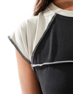 Noisy May Seam Detail Cap Sleeve Dress In Black & Beige For Women 7 Noisy May Seam Detail Cap Sleeve Dress In Black & Beige For Women -Noisy May Shop 206180962 3