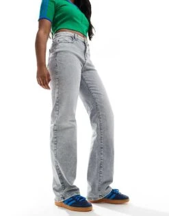 Noisy May Yolanda Wide Jeans In Light Grey Wash For Women Light Grey Denim -Noisy May Shop 206227626 3