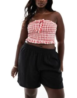 Noisy May Curve High Waisted Pull On Short In Black For Women -Noisy May Shop 206246096 1 black 1