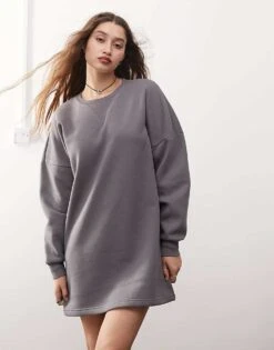 Noisy May Slouchy Sweat Dress In Charcoal Grey For Women -Noisy May Shop 206441789 1 charcoal 1